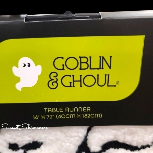 72" Sherpa Teddy Halloween Ghost Black White Table Runner Pottery Barn Inspired - Picture 5 of 7